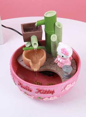 hello kitty 创意可爱少女心粉色流水摆件 桌面办 粉红色摆放朋友