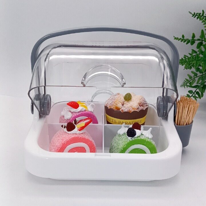 超市水果试吃盒盘托盘零食自助餐展示盘保鲜盒带盖PC透明盖子圆形