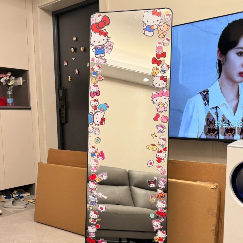 卡通哈喽Kitty镜子装饰贴纸手工diy自粘落地全身化妆镜边缘改造贴