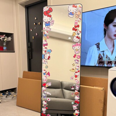 卡通哈喽Kitty镜子装饰贴纸手工diy自粘落地全身化妆镜边缘改造贴