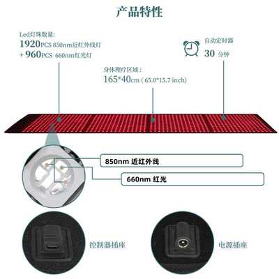 蜜图现货 660nmled全身理疗灯红外线光疗垫缓解疼痛