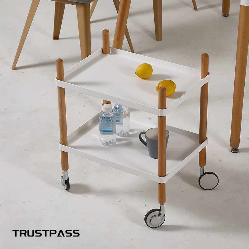 丹麦设计北欧风可移动小茶几边几餐车带轮床边收纳推车置物架小桌