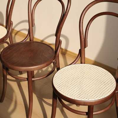 7T集木室物所/索耐特ton椅实木餐椅复古藤编餐桌靠背椅子家用中古