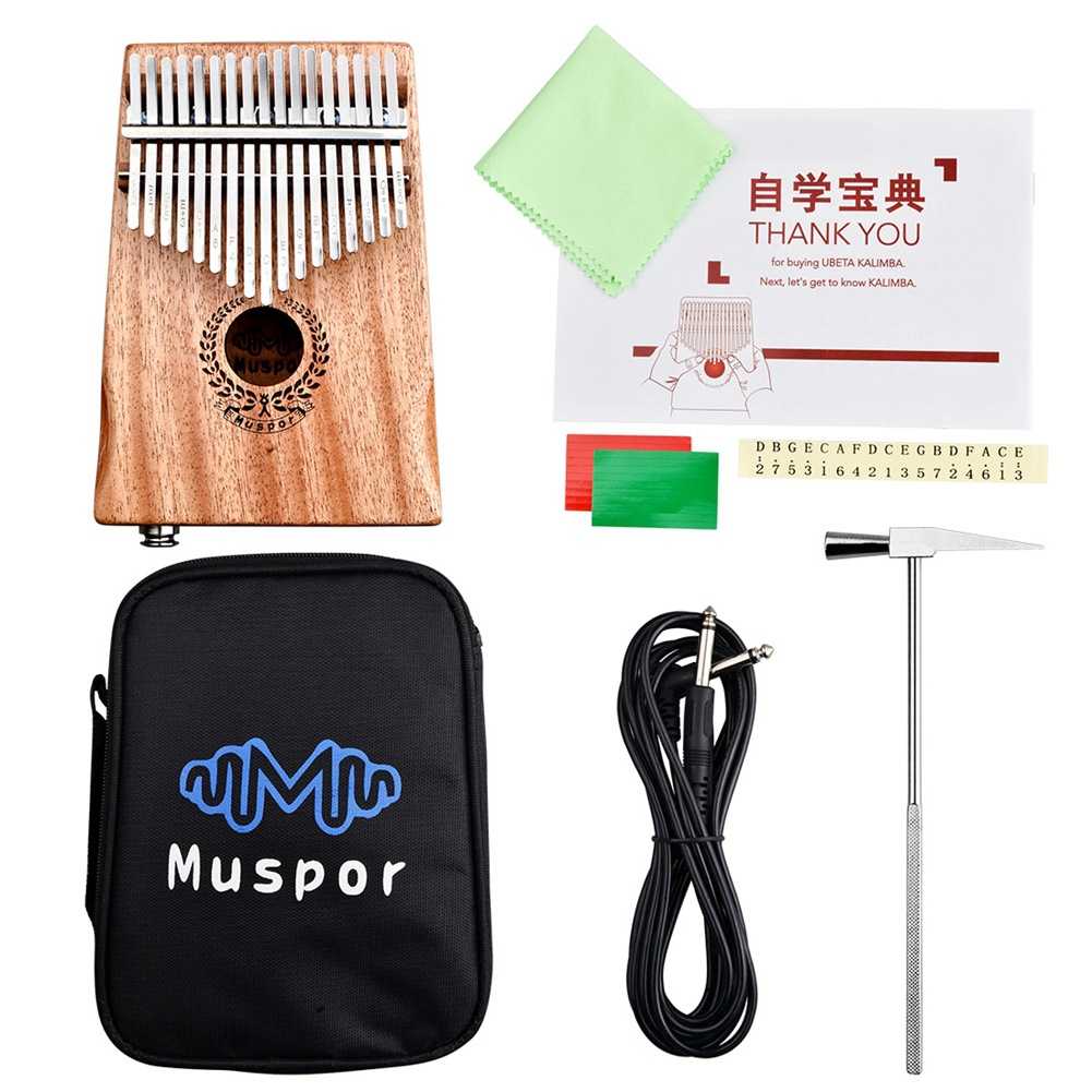 Muspor17音EQ电箱桃花芯木拇指琴卡林巴琴手指钢琴 配包+线-花环