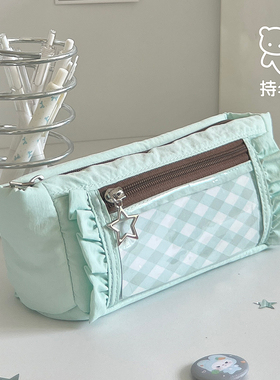 持伞熊原创笔袋女尼龙收纳高颜值大容量ins风女生文具袋痛层学生