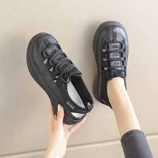 镂空透气厨房防滑工作软底包头凉 黑色运动鞋 女e2024新款 夏季 34码