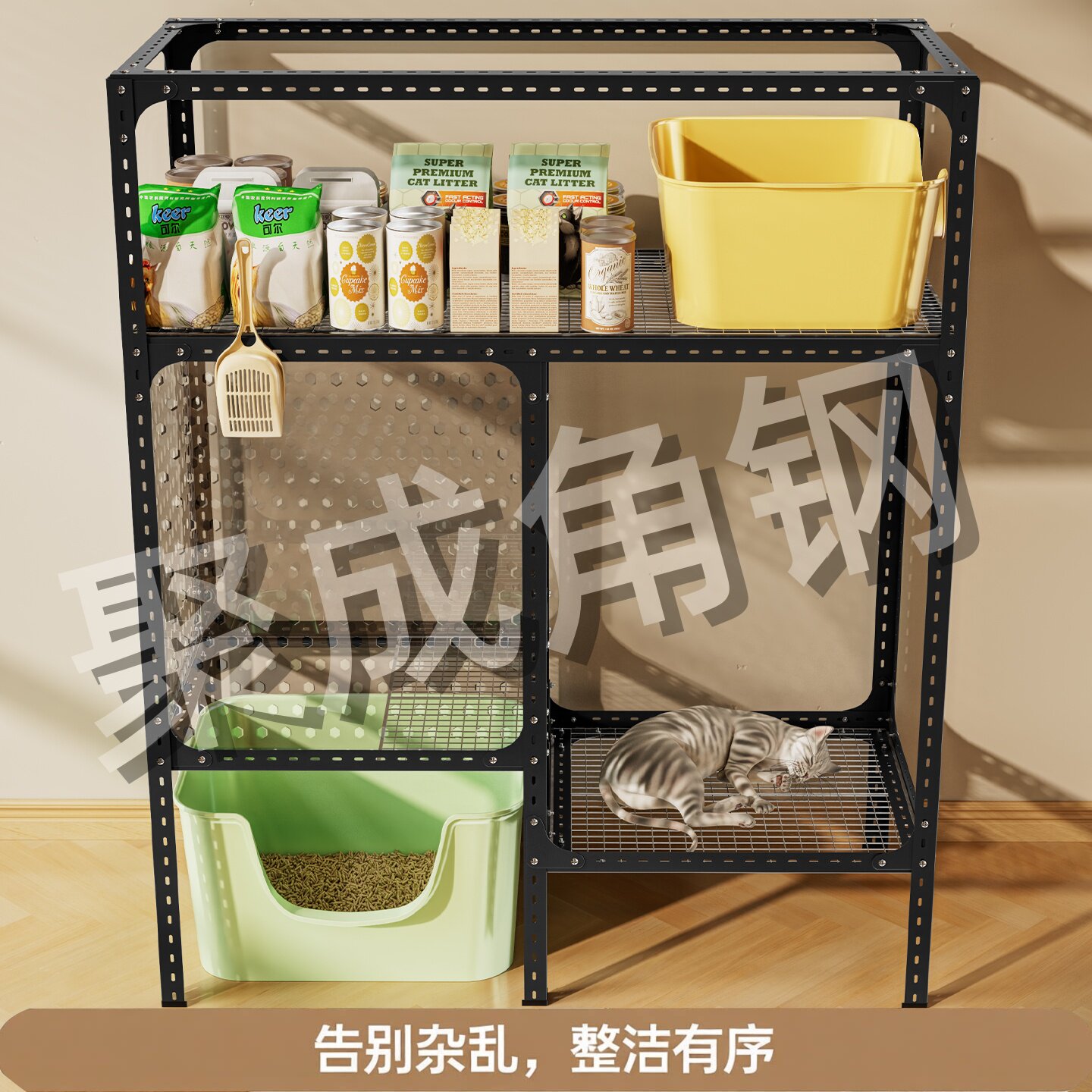 角钢猫别墅猫笼子猫舍猫窝豪华猫柜猫房猫屋子置物架子简单组装