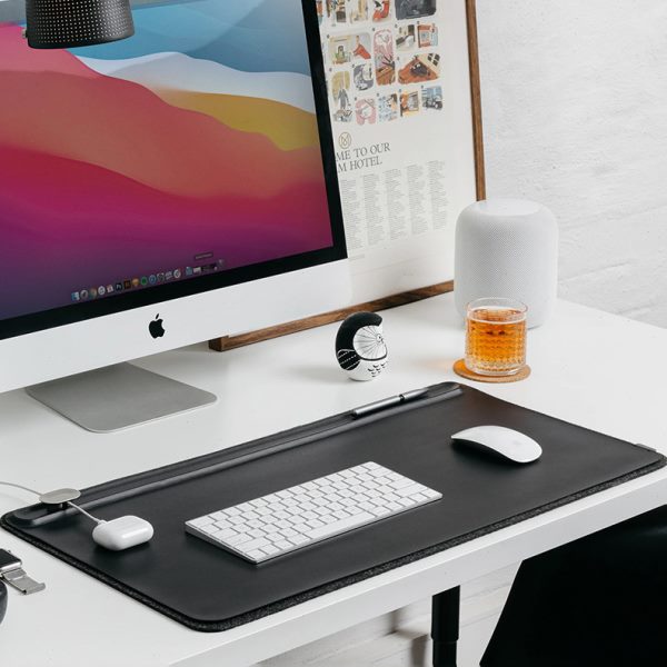 Orbitkey Desk Mat公室桌垫纯素皮革磁性电缆支架文件隐藏防水