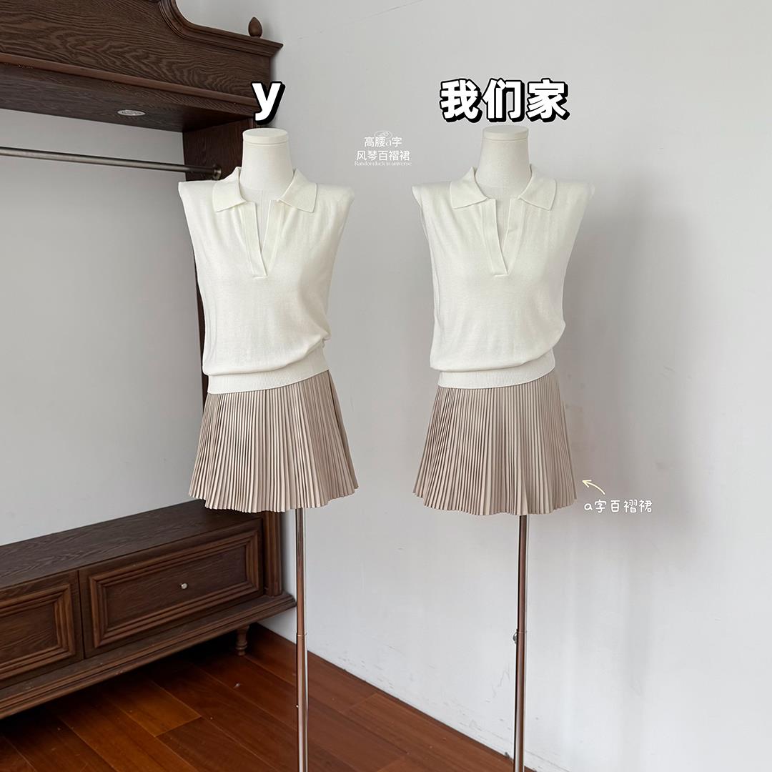 玖月伍活力up 夏季百褶裙半身裙女轻薄高腰学院风杏色a字风琴短裙
