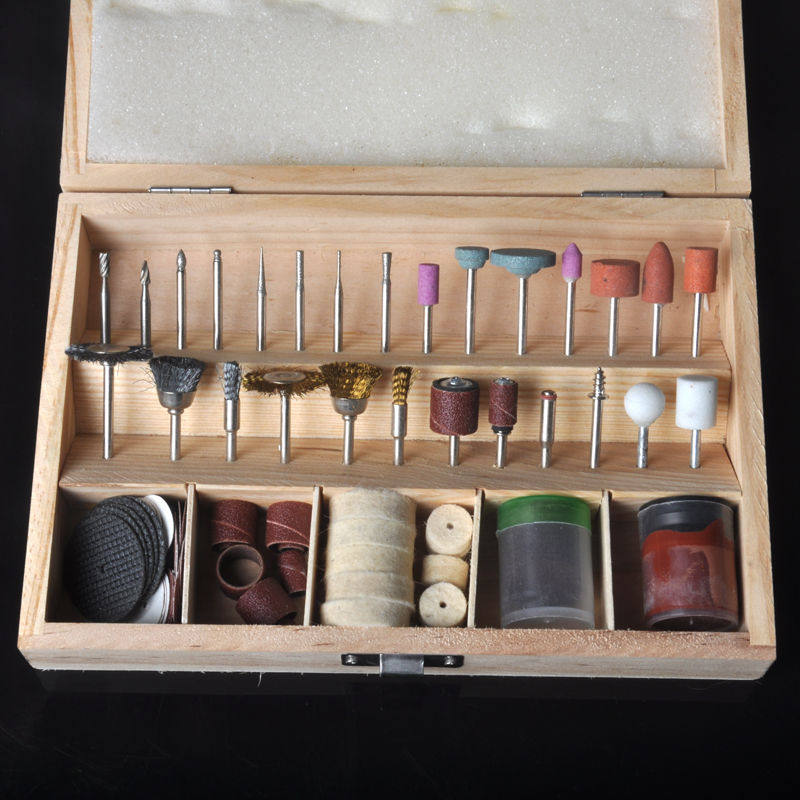电磨吊磨机配件木盒套装 雕刻切割片玉石抛光砂轮打磨头套装100件