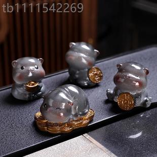 饰茶茶醉缘玩具 变色小萌猫咪宠摆件家用茶桌茶盘会客精茶可品养装