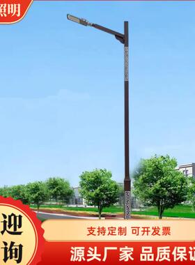 市电户外LED路灯6米8米市电道路单臂双臂新中式太阳能高杆回纹杆