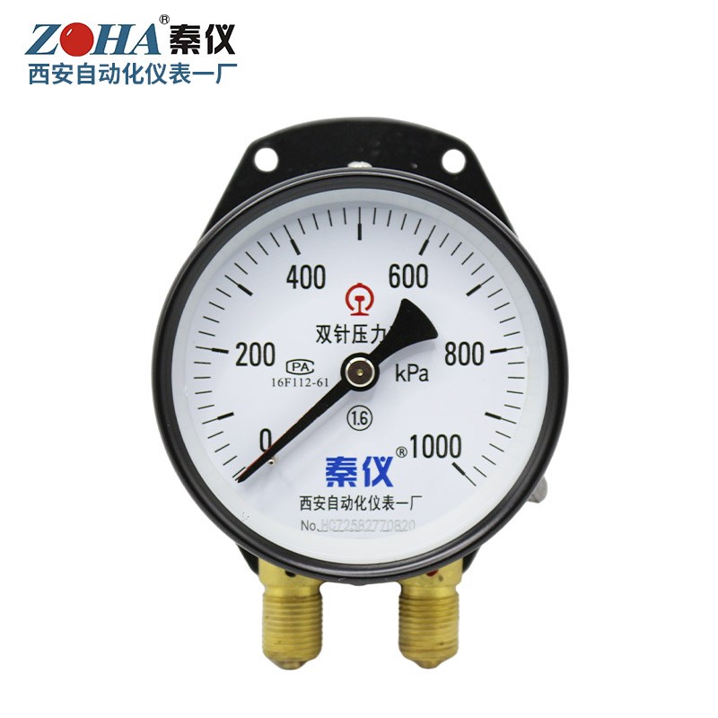YZS102铁路专用双针双管压力表1600KPA2500KPA西安自动化仪表一厂