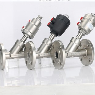 304不锈钢气动法兰角座阀蒸汽耐高温Y型气控切断阀活动法兰角座阀