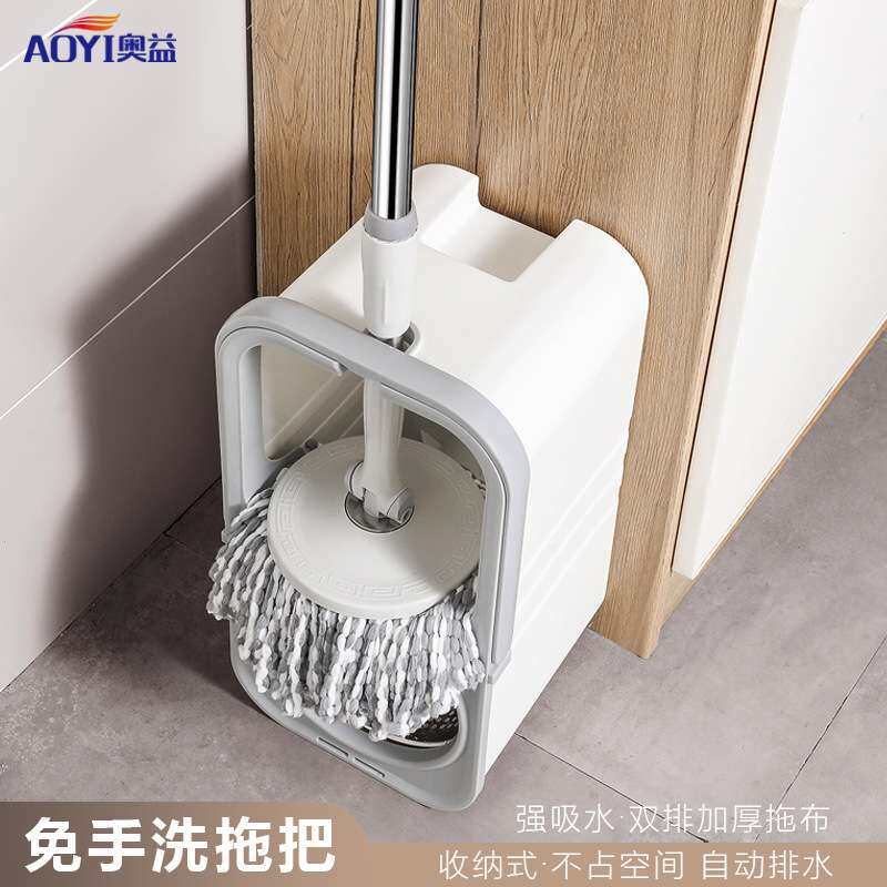 厂家免手洗拖把套装家用卫生间懒人拖地旋转甩干加厚吸水拖布墩布