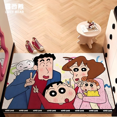 蜡笔小新入户丝圈地垫除尘防滑垫