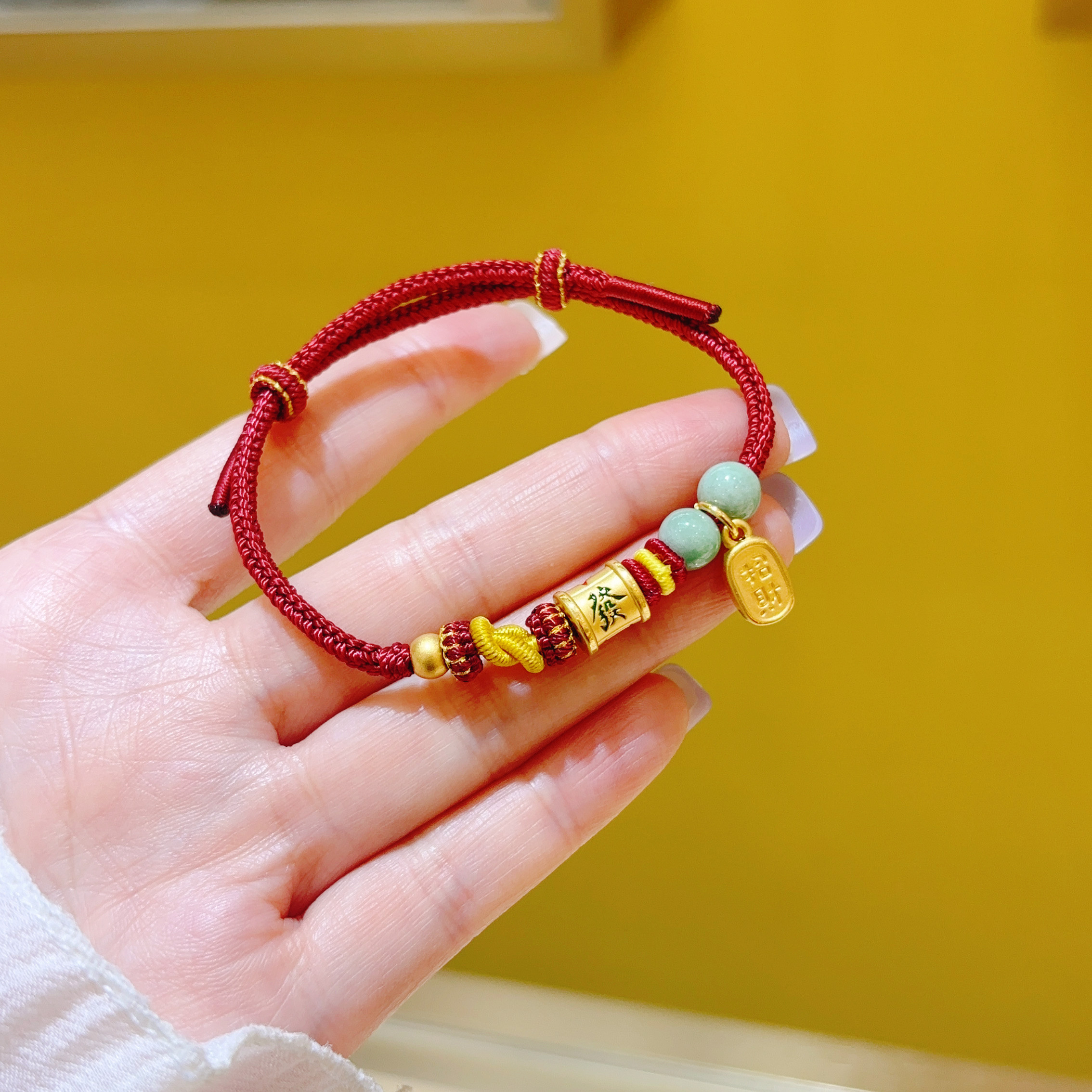 希曼汀黄金招财麻将编织手绳足金999纯金国潮手链情侣款节日礼物,黄金,小克重定价黄金手链,淘宝优惠券,粉丝福利购,淘宝优惠卷