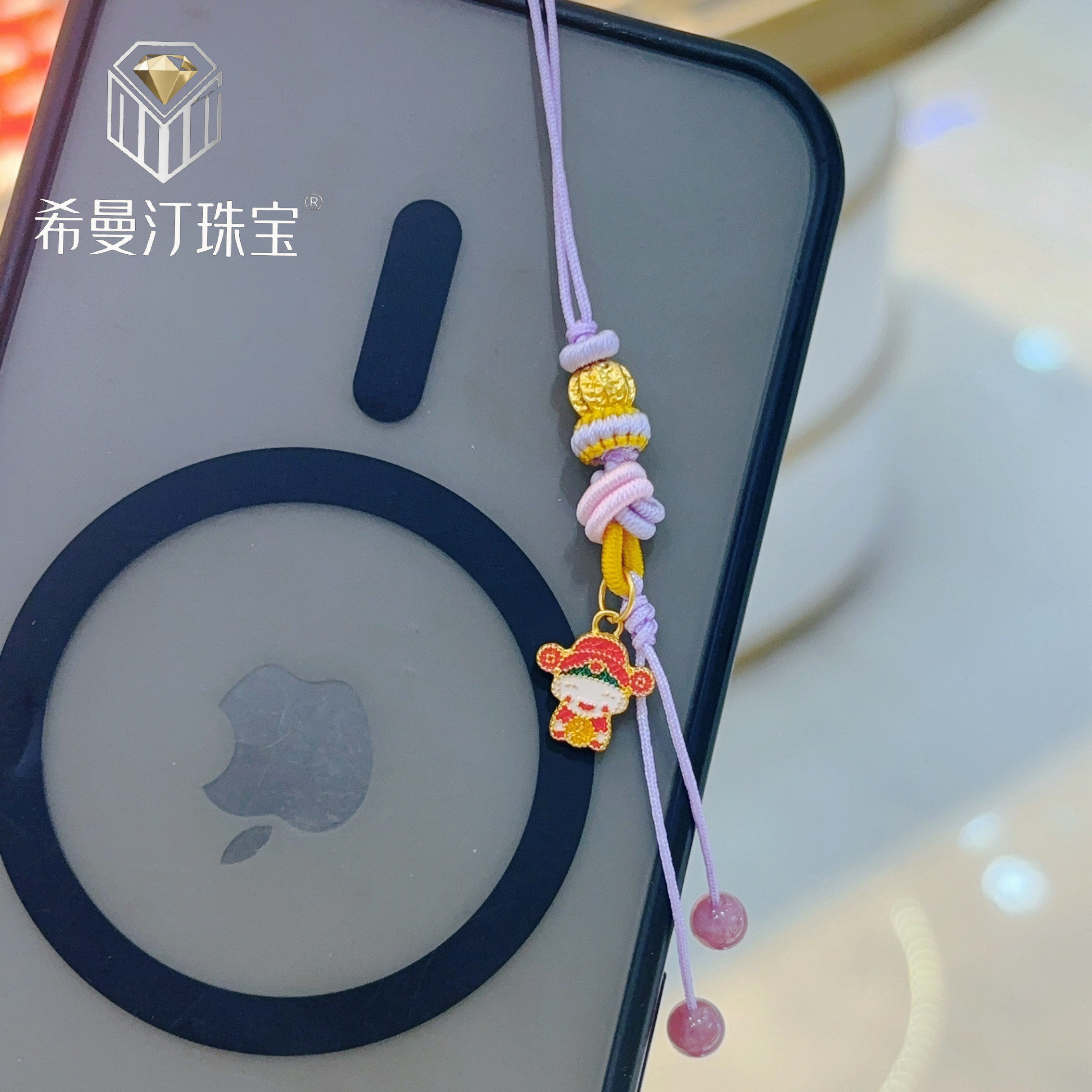 希曼汀黄金财神手机挂件999足金转运珠编绳挂件情人节生日礼物,黄金,手机挂件定价黄金,淘宝优惠券,粉丝福利购,淘宝优惠卷