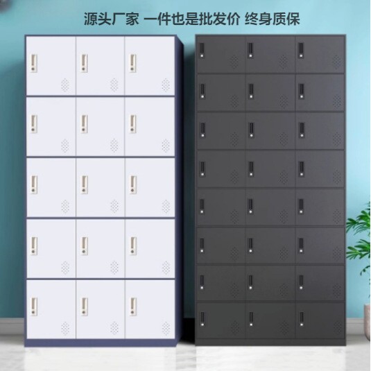 窄边彩色多门更衣柜办公室员工柜衣物存放柜宿舍换衣柜美发店存包