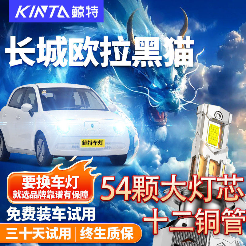 适用欧拉黑猫专用白猫led大灯泡改装远近光一体超亮强光激光车灯