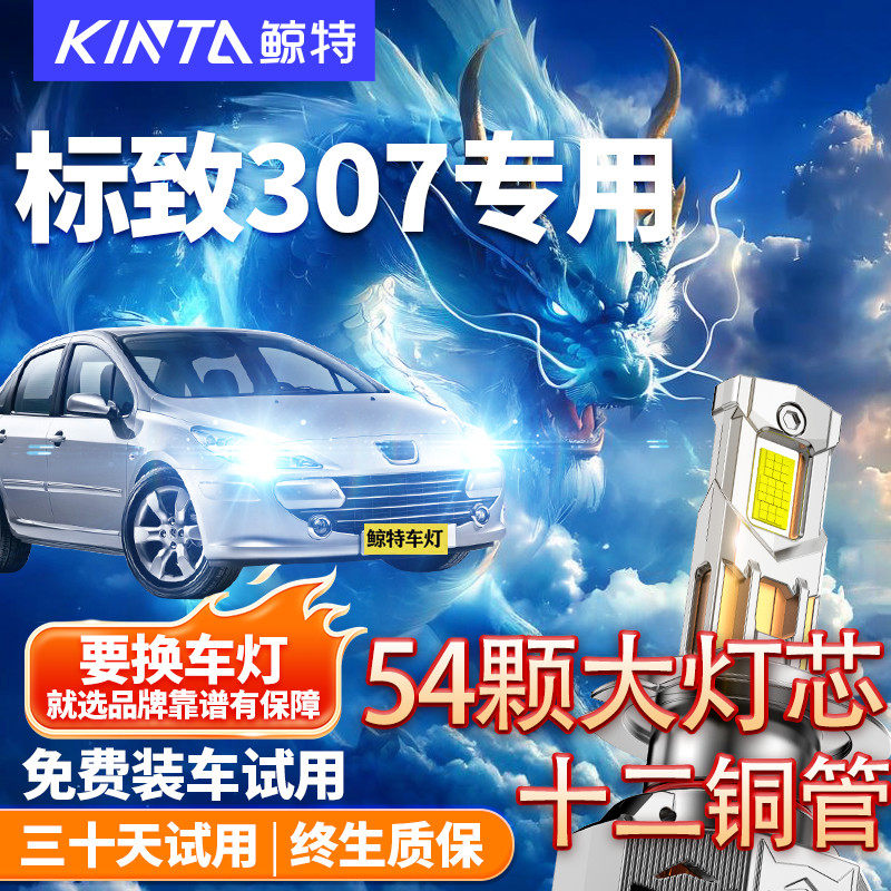 适用标致307改装LED前大灯强光专用近光灯远光灯车灯超亮激光灯泡