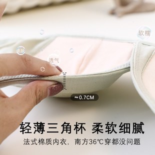白色内衣女聚拢小胸女式 .无钢圈胸罩 文胸法式 三角杯薄款