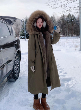 白皙/兔毛 狐狸毛 貉子毛  长款连帽派克服  Co&Sheng