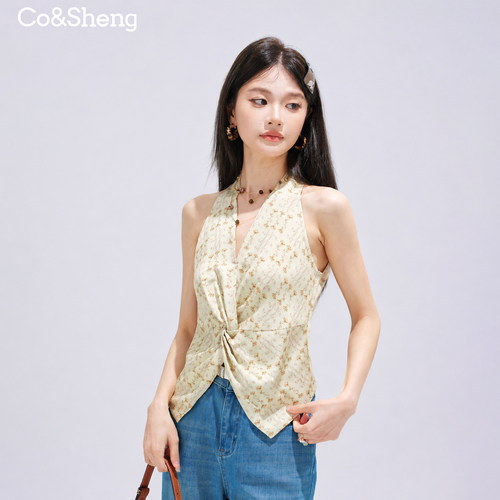 奶黄小雏菊/co&sheng小个子夏季新款吊带背心挂脖无袖上衣百搭