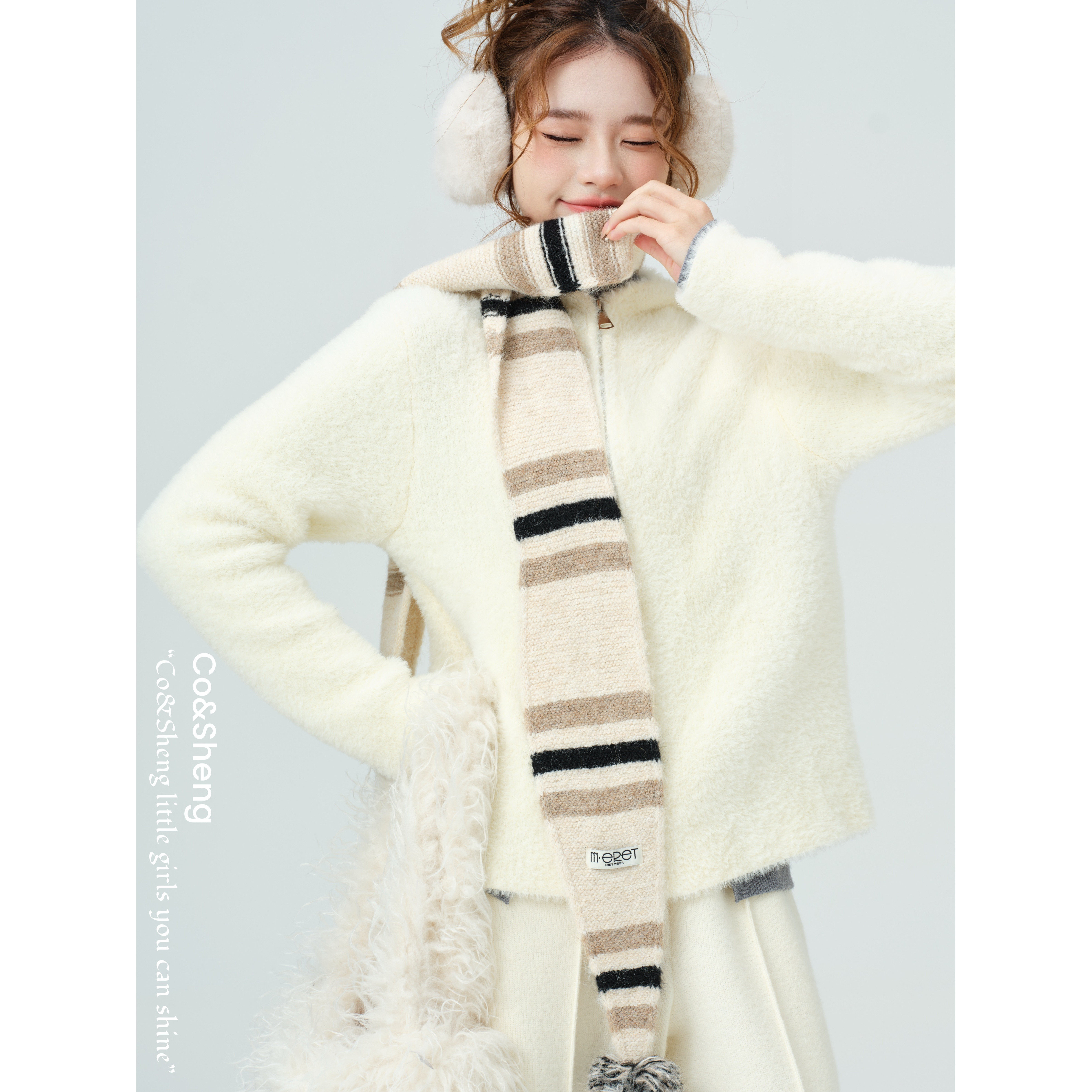 慵懒暖盈/co&sheng小个子女款毛衣针织开衫外套保暖舒适甜美风