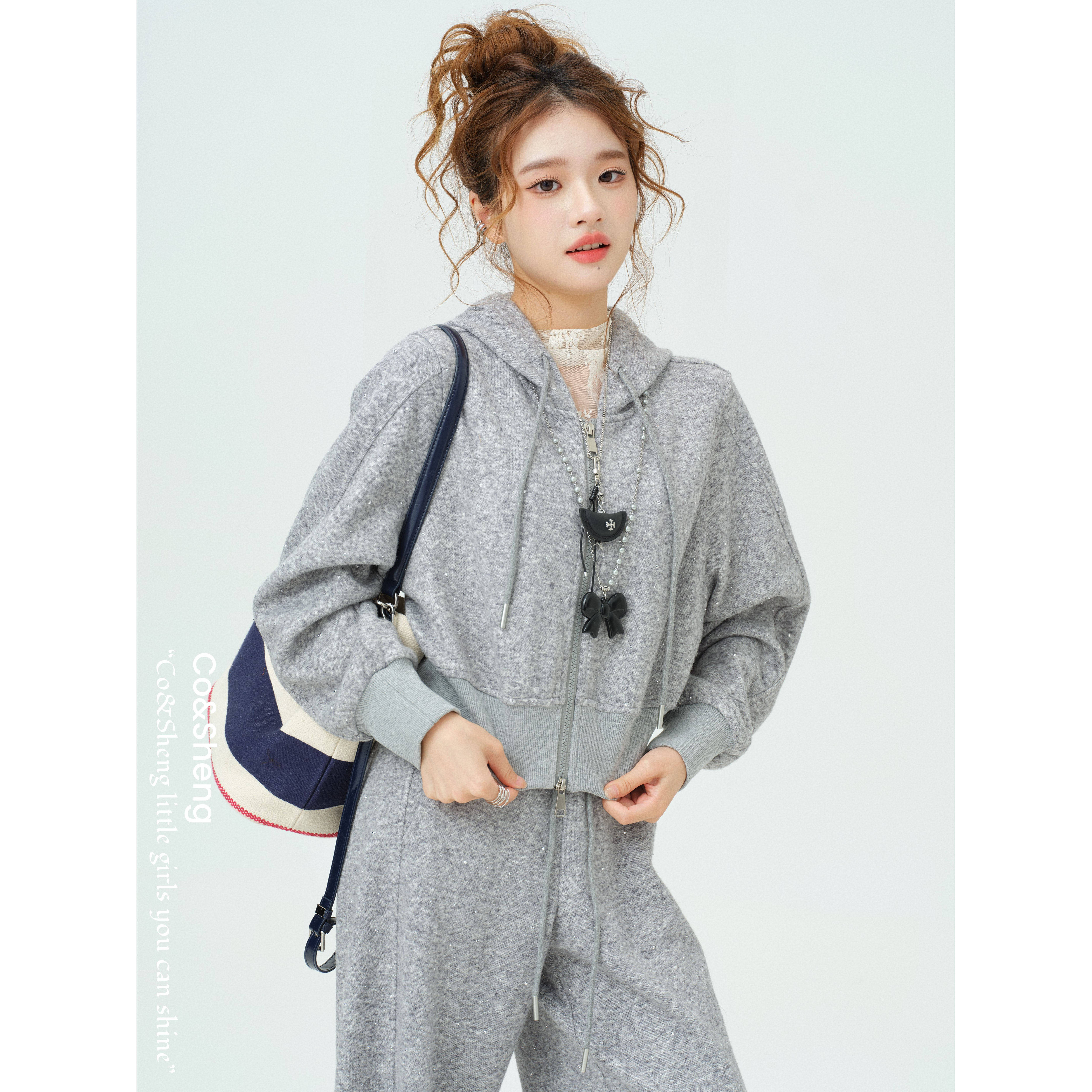 森屿暖歌/Co&Sheng重生小个子女款拉链上衣外套连帽卫衣运动通勤