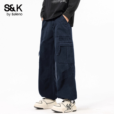 班尼路美式工装阔腿休闲裤男士2025秋冬新款宽松直筒纯棉裤子男款