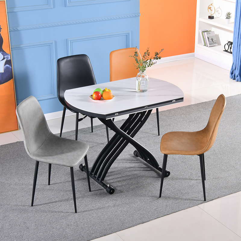 意式多功能折叠小户型升降茶几餐桌两G用餐台圆形饭桌整装客厅餐