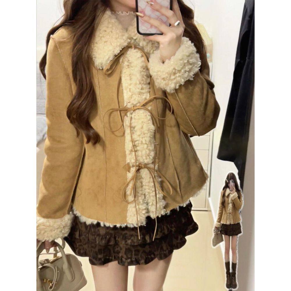 甜卷香草 日常卷毛翻领系带皮毛一体毛外套女冬天显瘦毛呢大衣,女装/女士精品,毛呢外套,淘宝优惠券,粉丝福利购,淘宝优惠卷