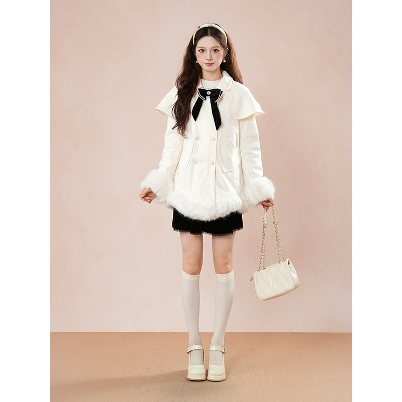 法式时髦高级感小众蝴蝶结毛呢外套冬季新款网红气质名媛呢子大衣