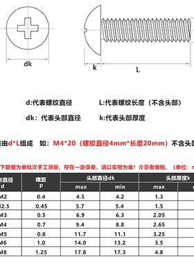 M5M6 304不锈钢黑色TM十字大扁头螺丝螺栓伞型*x10x20x25x30x50mm