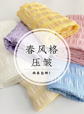 时装风格面料 夏季女上衣连衣裙子布料 手工DIY压皱弹力服装汉服