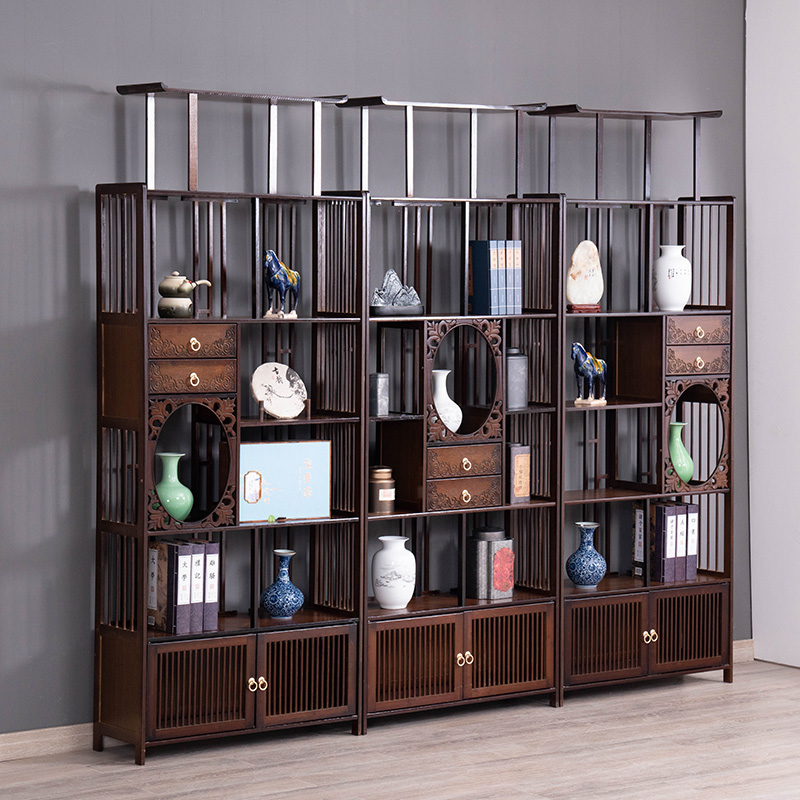 新中式博古架茶架展示架实木客厅隔断茶具茶叶收纳柜茶柜置物架子