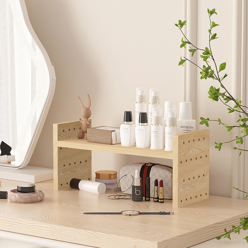 桌面收纳架化妆品多层洞洞板置物架小型书桌杂物书架杯架整理架