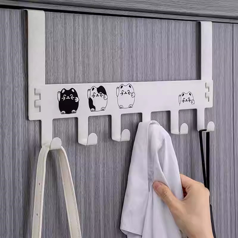 无痕门后挂钩家用免打孔卧室门上置物架子壁挂创意连排挂架挂衣架