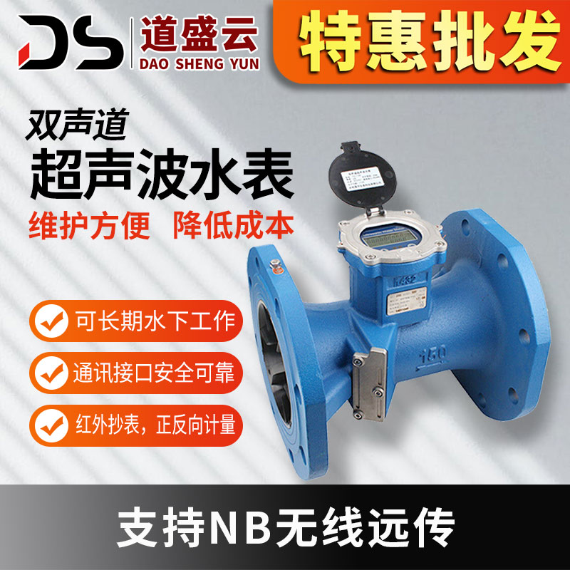 双声道超声波水表nb无线远传流量计管道式智能数显防水液体计量表