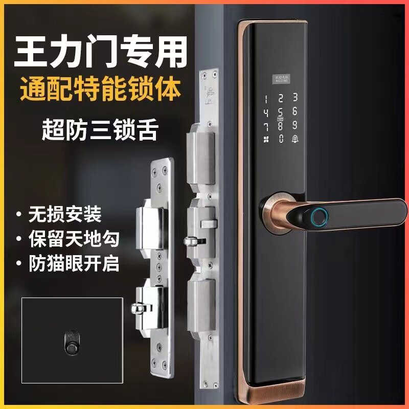王力门专用智能锁家用防盗门指纹锁安全门刷卡电子密码锁免换锁体