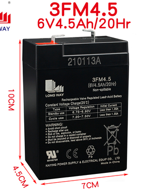 LONGWAY龙威儿童电动车6V4.5ah3FM4.5电瓶摩托车蓄电池大容量包邮