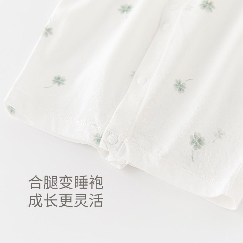 乖奇熊男女宝宝连体衣春夏季长袖空调服婴N儿无骨哈衣爬服薄款