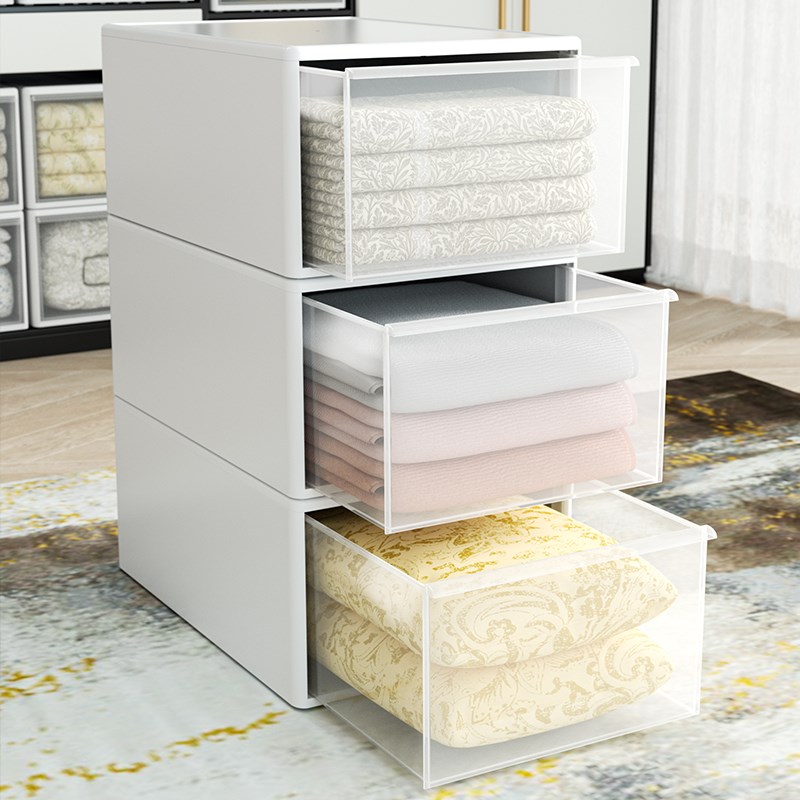 加厚收纳箱抽屉式家用塑料内衣收纳盒衣物整理箱衣服衣柜收纳神器