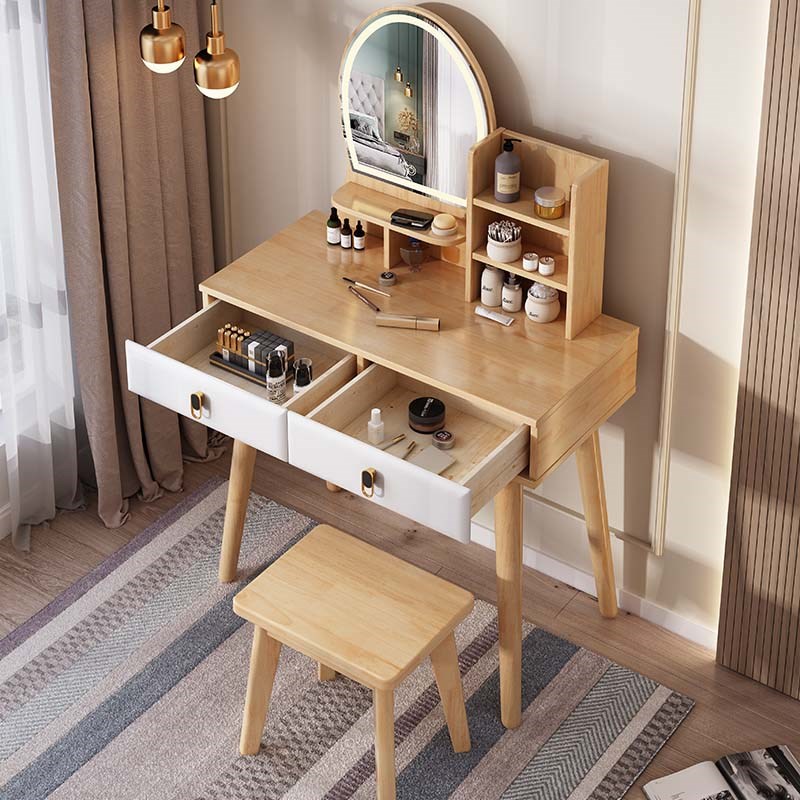 北欧实木梳妆台家用化妆桌现代简约书桌北欧小户型化妆台 经济型