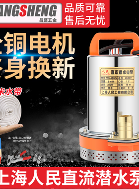上海人民12V24V48V60V72V直流潜水泵抽水泵家用农用刷车电动车
