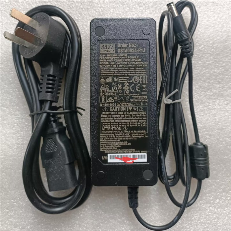 原装MW明纬24V1.67A电源适配器GST40A24-P1J电源供应器40W