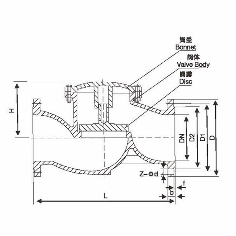 铸铁升降式法兰止回阀 卧式H41T/W/H-16单向阀DN25-700