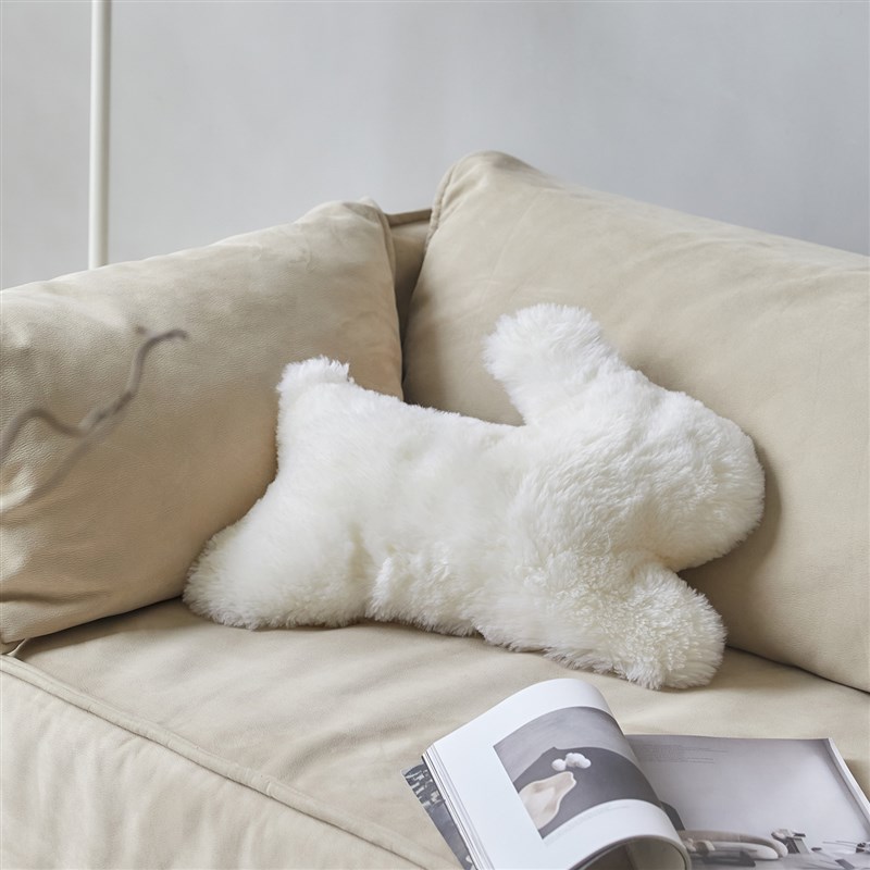 mokamoka兔子抱枕真羊毛客厅沙发靠枕卧室软糯公仔可爱轻奢高级感