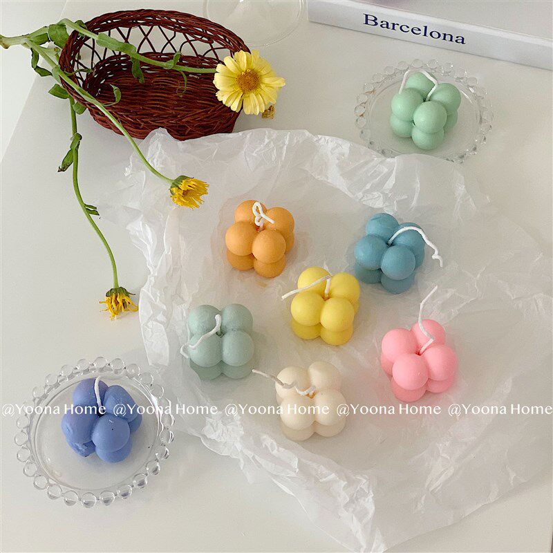 Yoona Home 创意马卡龙彩色少女心小魔方球豆豆香薰蜡烛伴手礼物